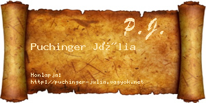 Puchinger Júlia névjegykártya